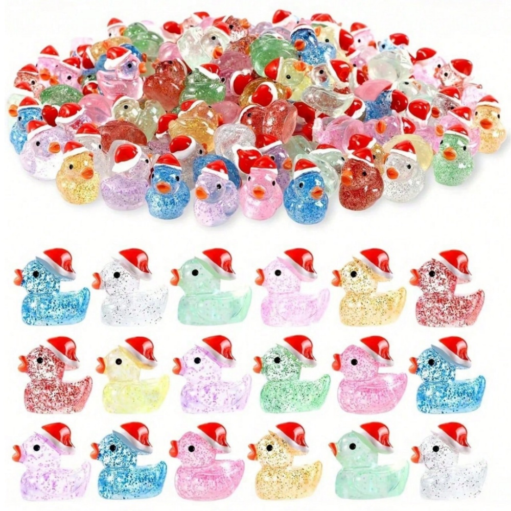 Resin Glitter Pack - 50Pcs Christmas Duck Gift Set with